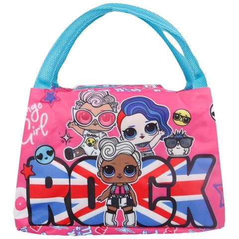 Sacco Termico Per Pranzo Per Bambini Motivo Bambole Let's Rock E Motivi Divertenti, Blu / Rosa - Foto 1