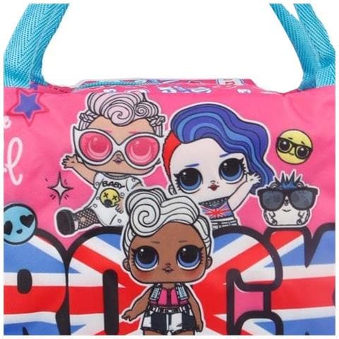 Sacco Termico Per Pranzo Per Bambini Motivo Bambole Let's Rock E Motivi Divertenti, Blu / Rosa - Foto 4