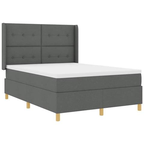 Letto a molle con materasso Grigio 140 x 200 cm Tessuto - Foto 1