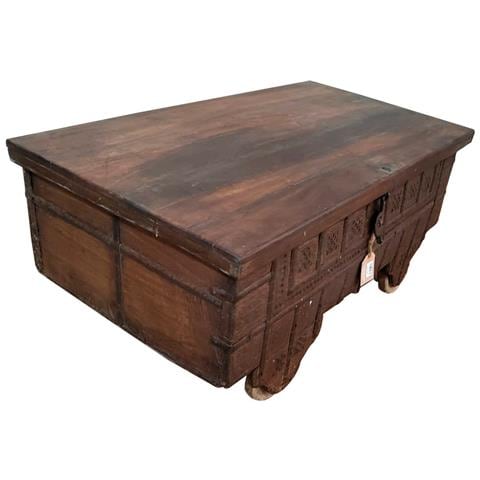 Tavolo Baule Legno Metallo Marrone 106x59x49h Cm - Foto 1