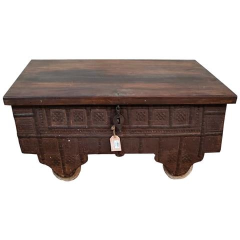 Tavolo Baule Legno Metallo Marrone 106x59x49h Cm - Foto 2