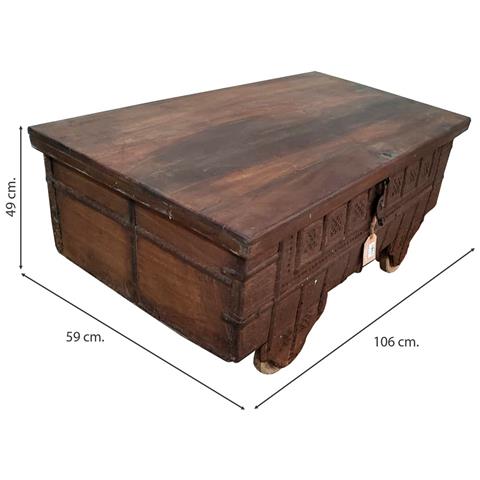 Tavolo Baule Legno Metallo Marrone 106x59x49h Cm - Foto 5