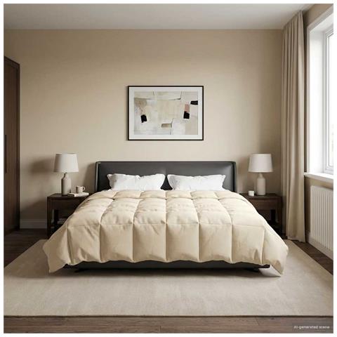 Duvet Invernale Trapuntato Crema 200 x 200 cm Microfibra - Foto 2