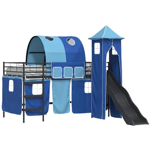 Struttura del letto loft per bambini Nero e Blu 79,5 x 200 cm - Foto 1