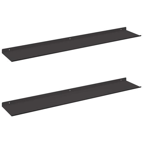 Scaffale da parete con lo scaffale 2 pcs Nero 100 x 18 x 2,5 cm - Foto 1