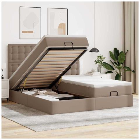 Struttura Letto Pouf con Materassi 200x200cm Similpelle - Foto 2
