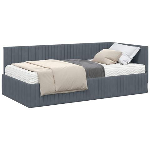 Struttura Letto Angolare con Materasso 2 pcs Grigio Velluto - Foto 1