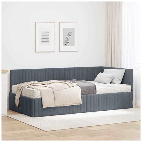 Struttura Letto Angolare con Materasso 2 pcs Grigio Velluto - Foto 2