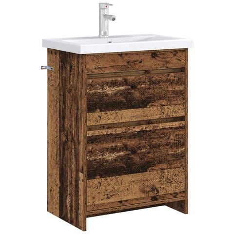Mobiletto da Bagno Sotto Lavabo Legno antico 56 x 37,5 x 81 cm - Foto 2