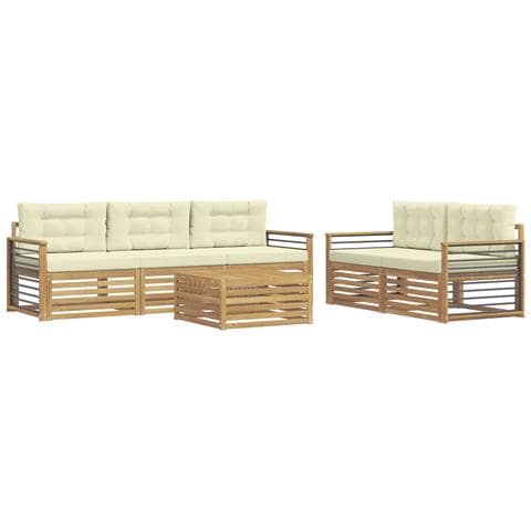 Set di divani da esterno 6 pcs Bianco e Crema - Foto 1