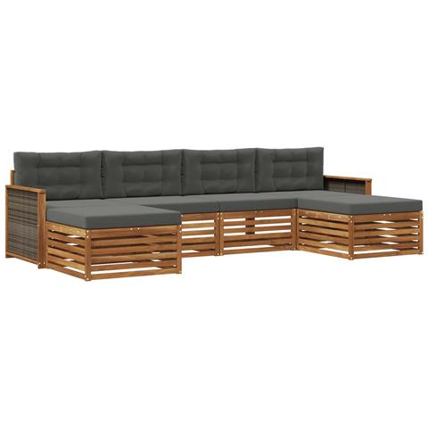 Set divani con cuscino 6 pcs Legno di Acacia Massello - Foto 1