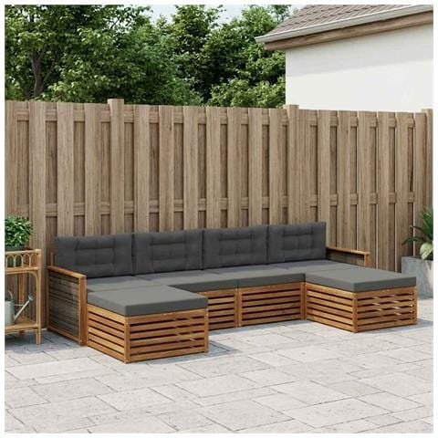 Set divani con cuscino 6 pcs Legno di Acacia Massello - Foto 2