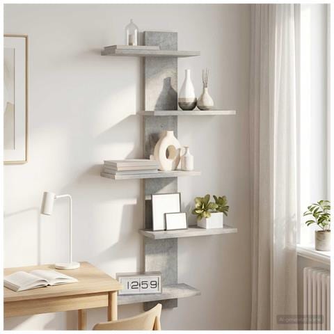 Mensola a muro flottante Grigio Cemento 48,5 x 15 x 101 cm - Foto 2