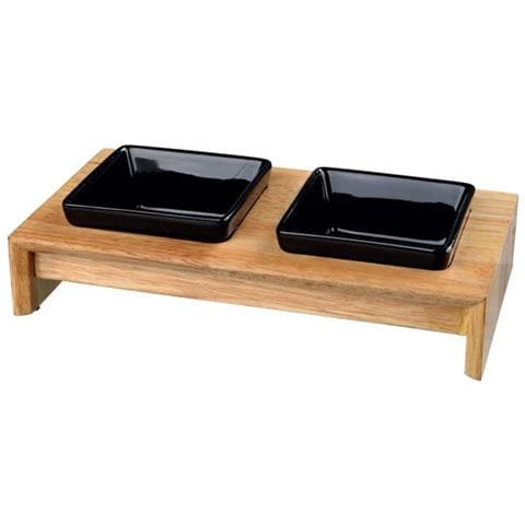 Set Ciotole In Ceramica Con Supporto In Legno Small - 0,2 L - Foto 1