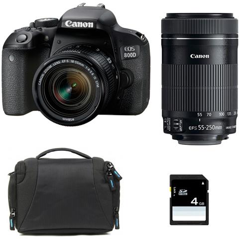 Eos 800D + 18-55 + 55-250 Stm Stm + Borsa + 4Gb Sd - Foto 1