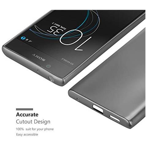 Custodia Compatibile Con Sony Xperia L1 In Grigio Metallico - Coperchio Protettivo In Silicone Tpu Flessibile - Foto 2