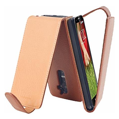 Custodia Compatibile Con Lg G2 In Marrone Cioccolata - Coperchio Protettivo In Design Flip Realizzato In Similpelle Testurizzata - Foto 1