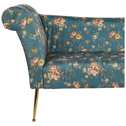 Chaise Longue In Velluto Blu Marino Con Motivo Floreale Nantilly - Foto 15