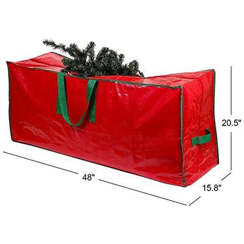 Bag-negozi Di Natale Fino A 75 Piedi Disassembled Artificiale Albero Di Natale Durevole Materiale Impermeabile Cerniera Di Stoccaggio Contenitore Con Manici Rosso 122 X 40 X 52 Centimetri - Foto 2