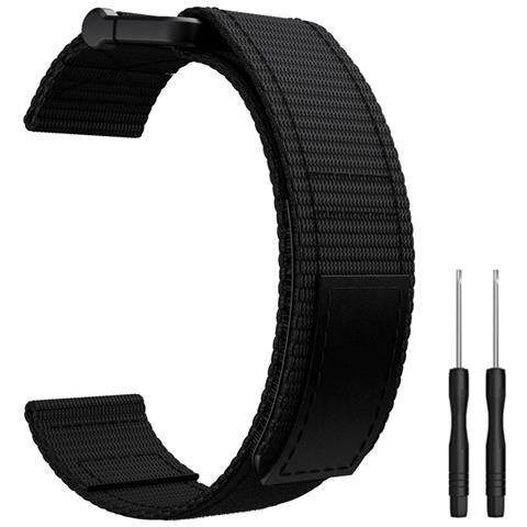 Cinturino Per Orologio 22 Mm Per Garmin Fenix 5/6/7 Forerunner Approach Nylon Black - Foto 15