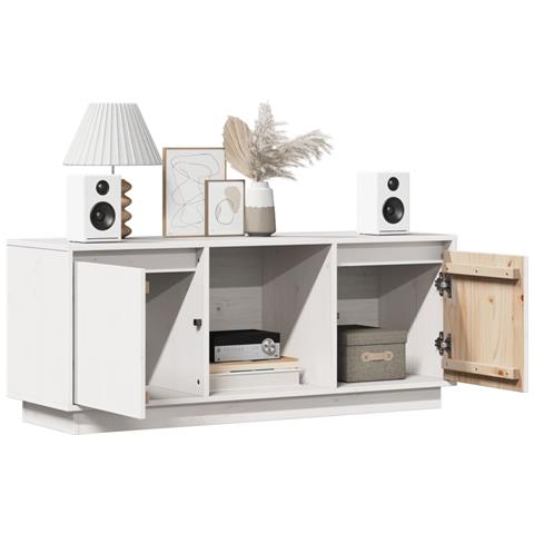 Mobile Porta Tv Bianco 110,5x35x44 Cm In Legno Massello Di Pino - Foto 11