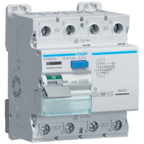 Interruttore Differwenziale Acc 4p 300ma 25a B 4m - Hager Cfb625e - Foto 1
