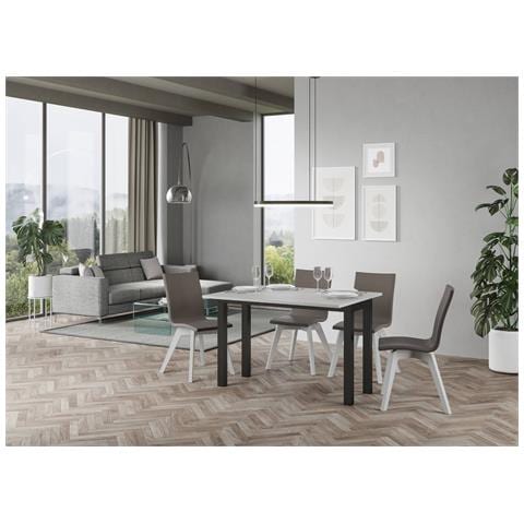 Tavolo Apribile 120x45/90 Cm Everyday Double Telaio Antracite - Bianco Frassino - Foto 2