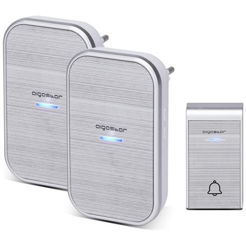 Campanello Wireless Argento 36 Suonerie 150m Ip44 2 Ricevitori E1 - Foto 2