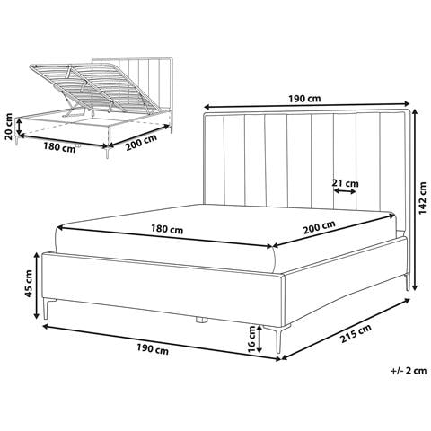 Letto Matrimoniale Con Contenitore 180 X 200 Cm In Velluto Blu Sezanne - Foto 6