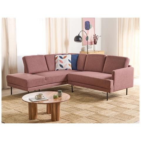 Divano Angolare 4 Posti Breda Tessuto Rosa Lato Destro - Foto 1