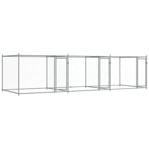 Gabbia Per Cani Con Porte Grigia 6x2x1,5 M In Acciaio Zincato - Foto 1