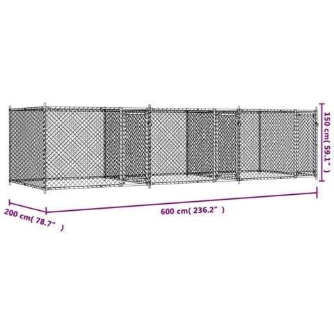 Gabbia Per Cani Con Porte Grigia 6x2x1,5 M In Acciaio Zincato - Foto 8