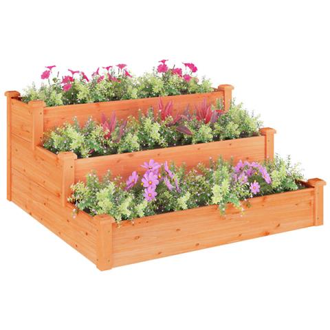 Fioriera Rialzata Giardino Marrone 120x120x56 Cm Massello Abete - Foto 3
