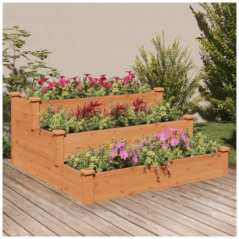 Fioriera Rialzata Giardino Marrone 120x120x56 Cm Massello Abete - Foto 1
