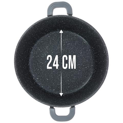 Pentola A Induzione Antiaderente Effetto Marmo 24 Cm Con Coperchio, Nero - Foto 2