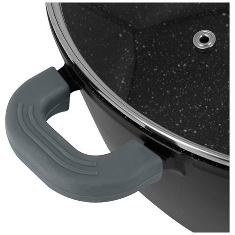 Pentola A Induzione Antiaderente Effetto Marmo 24 Cm Con Coperchio, Nero - Foto 5