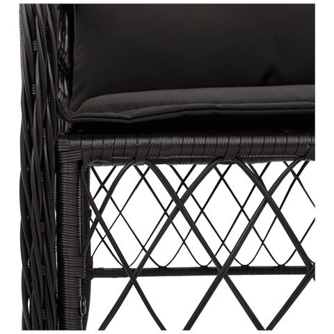 Set da Pranzo da Giardino 5 pz Nero con Cuscini in Polyrattan - Foto 2