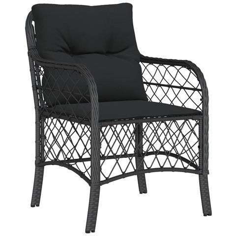 Set da Pranzo da Giardino 5 pz Nero con Cuscini in Polyrattan - Foto 8
