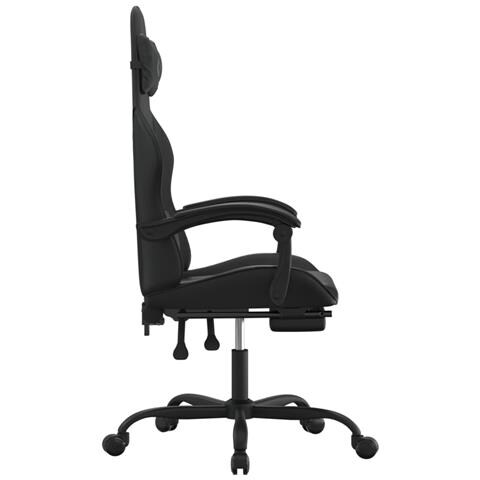 Sedia da Gaming Girevole Poggiapiedi Nero in Similpelle - Foto 10