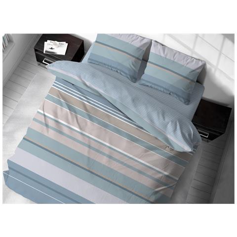 Sacco Copripiumino In 100% Cotone Made Italy Disegno Scia Singolo Azzurro - Foto 1