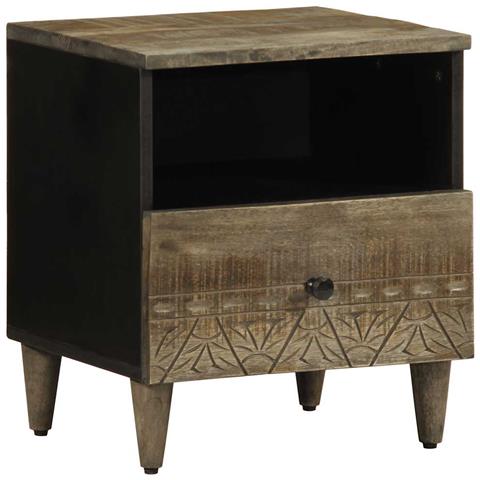 Comodini 2pz Grigio Chiaro 40x33x46 Cm In Legno Massello Mango - Foto 3