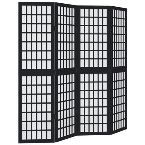 Divisorio Ambienti 4 Pannelli Nero Legno Massello Di Paulownia - Foto 2