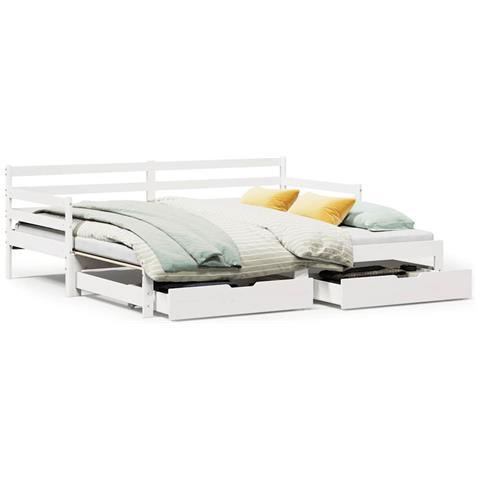 Letto Estraibile con Cassetti senza Materasso Bianco 90x200 cm - Foto 1