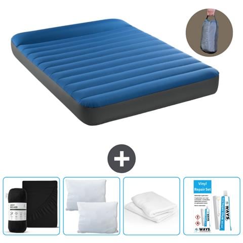 Set Materassino Gonfiabile - 191x137x22 Cm - Blu - Include Accessori Coordinati Cb17 - Foto 1