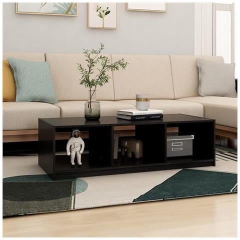 Lusso Casadino - Tavolino Da Salotto Nero 110x50x34 Cm Legno Massello Di Pino - Foto 2