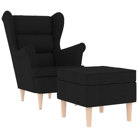 Poltrona con Poggiapiedi Nera in Tessuto - Foto 1