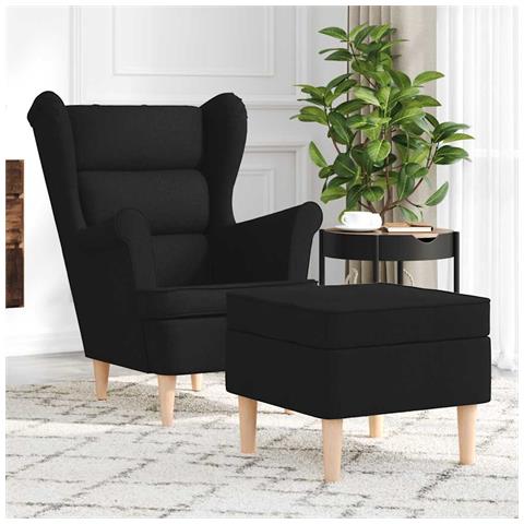 Poltrona con Poggiapiedi Nera in Tessuto - Foto 2