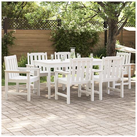 Sedie da Pranzo da Giardino 6 pcs Bianche 65.5x55.5x88 cm HDPE, Sedie da Pranzo da Giardino 2 pcs Bianche HDPE - Foto 2