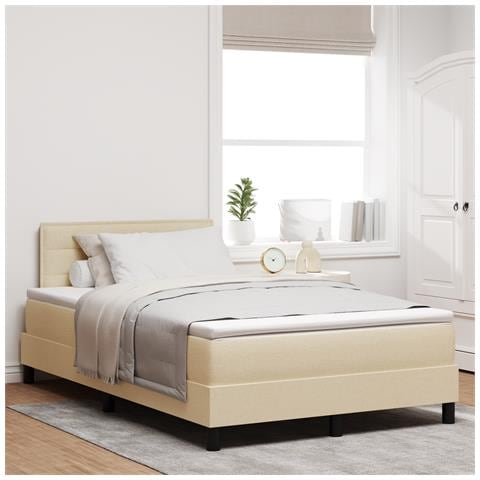 Letto con rete a molla e materasso crema 120x200 cm tessuto - Foto 2