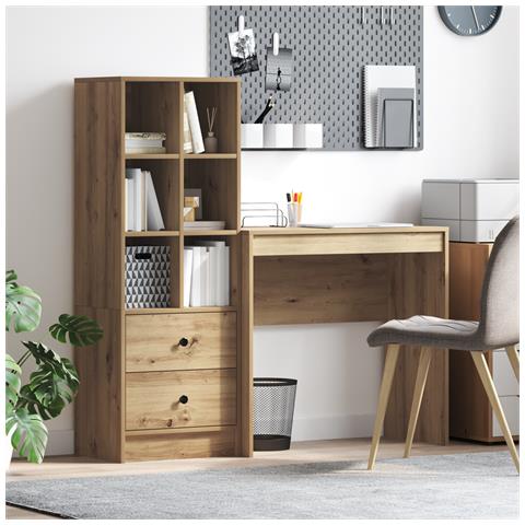 Scrivania con spazio di archiviazione Rovere artigianale Legno ingegnerizzato - Foto 2